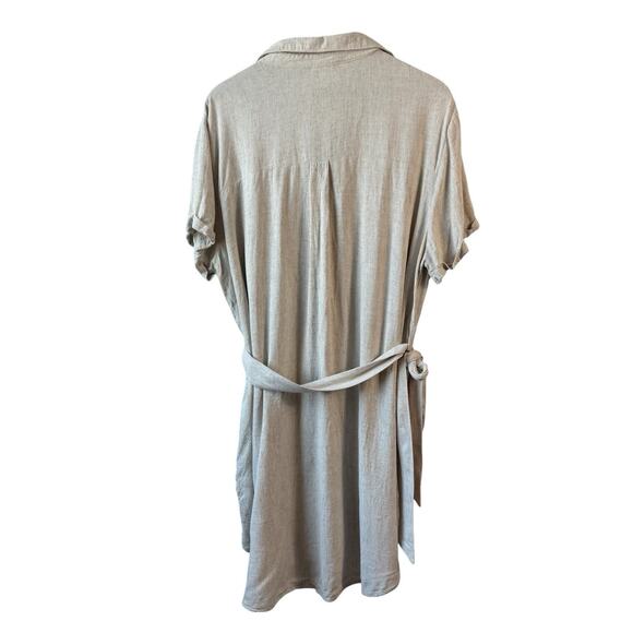 Anthropologie Perch By Blu Pepper Dress 3X Beige Linen Blend Comfort Cottage - Picture 12 of 13